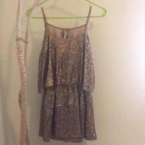 Lovers + Friends bronze sparkle dress